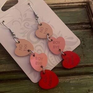 Anti Love Candy Heart Dangle Earrings